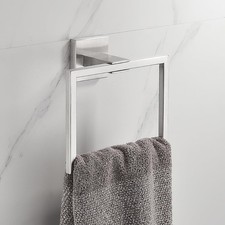 Square Bathroom Hand Towel Ring Stainless Steel Towel Holder Wall Mounted Silver