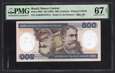Brazil 500 Cruzeiros ND (1985) P200b Uncirculated Grade 67