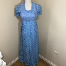 Vintage 1970  s Era Prairie Maxi Lace Lined Cottage Core Dress
