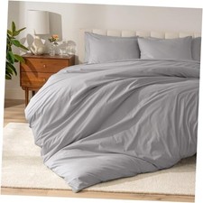100 Organic Cotton Duvet Cover Set - King 03 - Light Grey No Comforter 