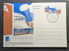 FINLANDE CARTE ENTIER POSTAL 1° JOUR HELSINKI EXPO PHILATELIQUE 1988 oblitéré
