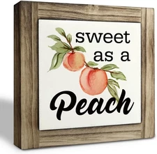 Sweet as a Peach Wood Sign – Rustic Farmhouse Summer Table Decor