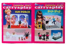 2 Carry & Play Barbie Doll Plastic Canvas Pat...