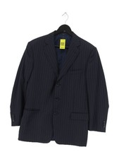 Ermenegildo Zegna Men's Blazer Chest: 40 in Blue Striped 100% Wool Overcoat
