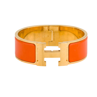 Hermès Clic Clac H Bracelet PM Orange Enamel Gold Plated 17cm XS/S RRP £660