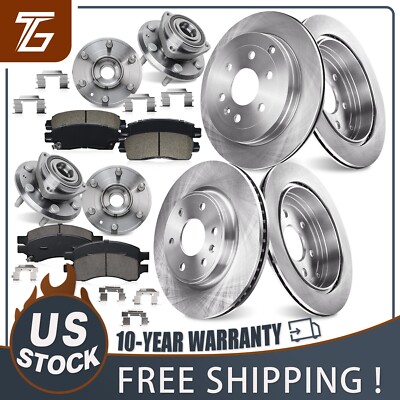 Front / Rear Rotors Pads Wheel Bearing Hubs Kit for GMC Acadia Limited Acadia
