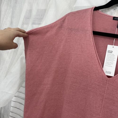 Top cuadrado Eileen Fisher talla grande rosa lino orgánico algodón cuello en V de gran tamaño B2 - Imagen 8 de 11