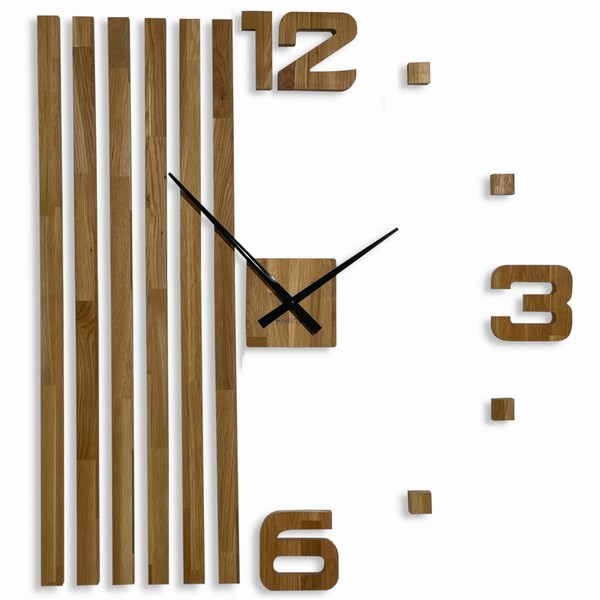 3D Wanduhren Diy Holz Eiche Lamellen GroßE Wanduhr 100 Cm 3D Wanduhr Modern-image