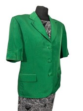 Green Womens Short Sleeve Smart Evening Wedding Racing Jacket Blazer Uk 14 Eu 42