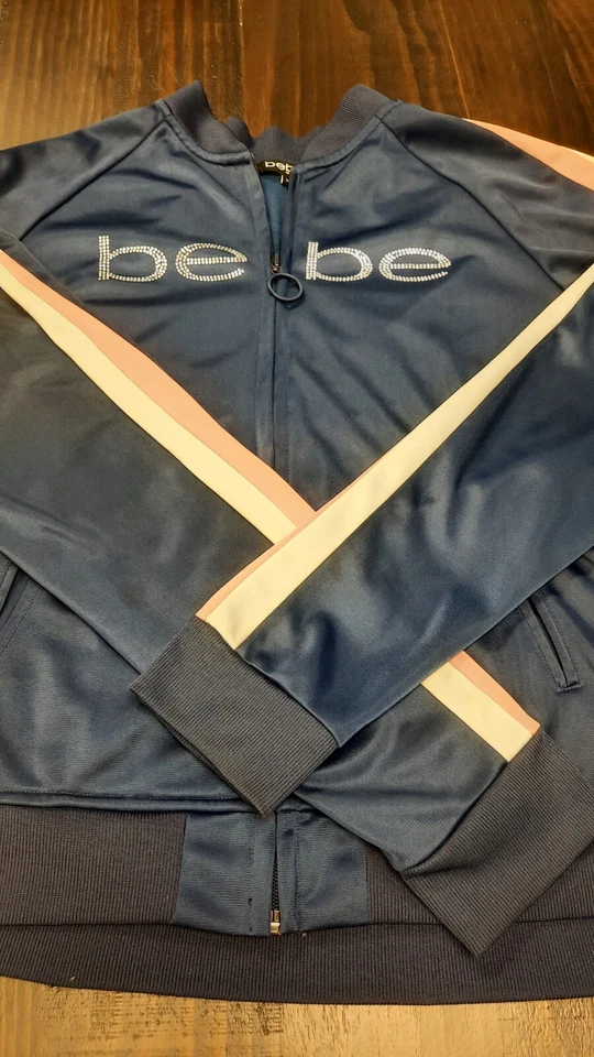 Chaqueta Bebe Juniors Talla Mediana Cremallera Completa Azul Real Bling Logo Top Sedoso Foto 4 de 4