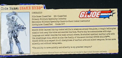 GI Joe Snake Eyes Commando Back File Card