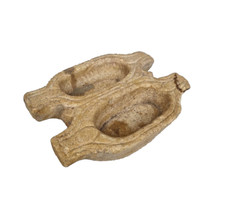 Antico macina spezie / Kharal con doppio mortaio in pietra dorata del 1800