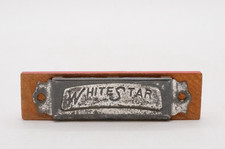 Vintage White Star Harmonica 3.5 Inch Wood Metal Toy Collectible