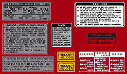1976 Honda GL1000 Goldwing Decals / Pin Striping / Warning Caution Set - RED - Picture 3 of 6