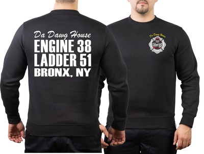 Sweat black, New York City Fire Dept. E38-L51 Da Dawg House Bronx