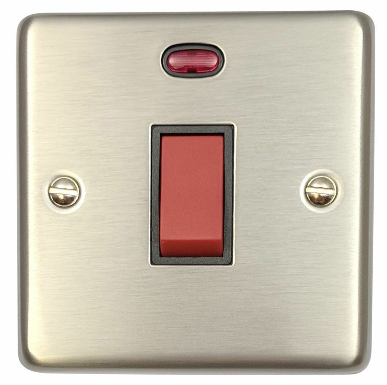 G&H CSS46B Standard Plate Brushed Steel 45A DP Cooker Switch & Neon Single Plate