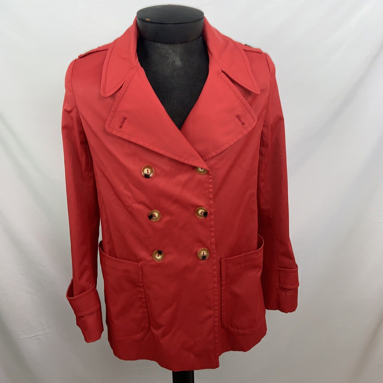 DKNY womans red Double Breasted Jacket Pea Coat - image 3