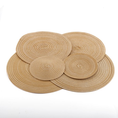 Round Braided Place mats Natural Woven Heat Resistant Table Mats for Dining T...