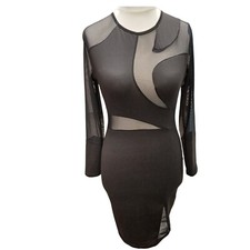 Womens summer Black bodycon Tulle Ladies Wedding short Plus size Dress 14 16-20