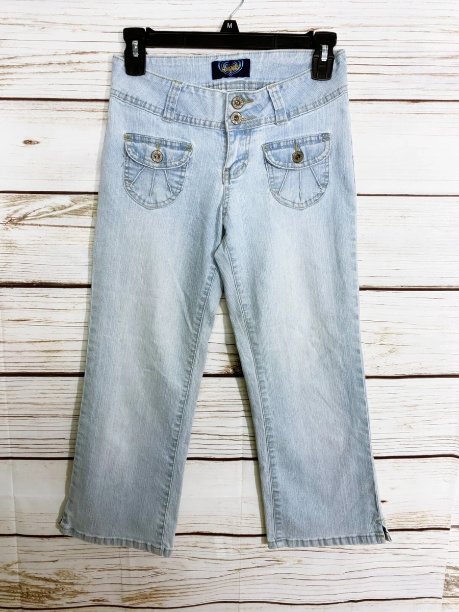 Angels Juniors Denim Jeans Size 3 Blue Front Pockets Straight Leg Mid Rise