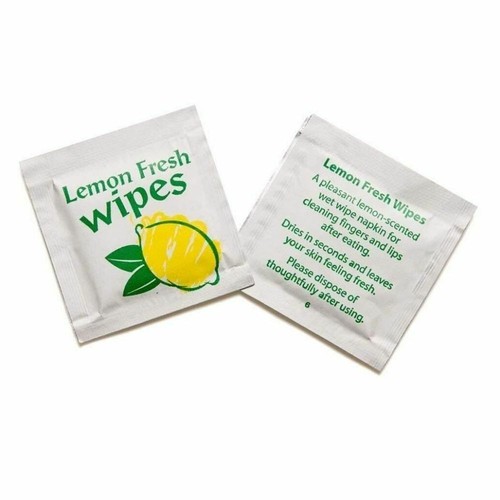 Individually Wrapped Lemon Fresh Wipes Small Freshening Fragrant Wet