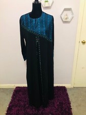 Black with stone And Lace long Islamic abaya size 56