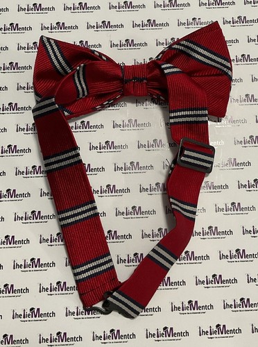 BROOKS BROTHERS Boys Red Striped “Red Fleece” Adjustable Bow Tie Tuxedo Silk NEW - Picture 3 of 5