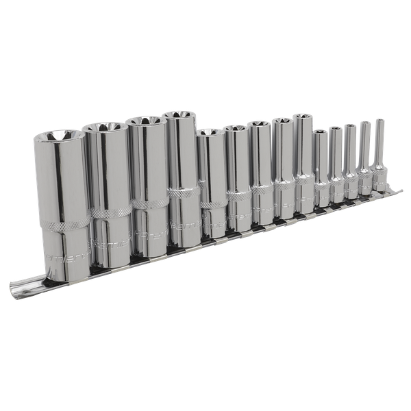 TRX Stern Buchse Satz 14Pc Tief 0.6Cm, 1Cm & 1.3Cmsq Drive E4-E24 AK6114 Sealey-image