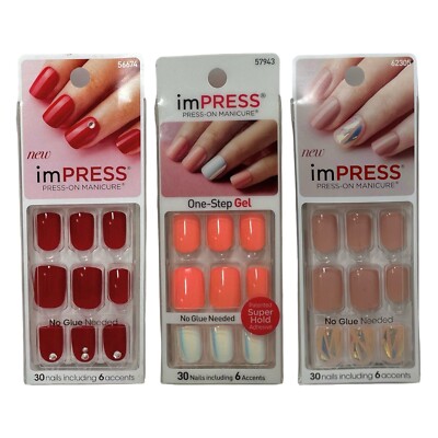3 Sets imPRESS Press On Manicure Gel Nail Tweetheart Night Fever Harlem Shake