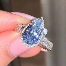 Elegant 925 Sterling Silver Blue Topaz Fashion Wedding Engagement Ring Size 7