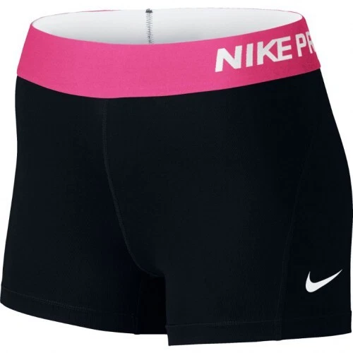 NIKE Women's Pro 3" Training Shorts, Black/Vivid Pink/White - Brand New-Unopened - Image 2 of 4