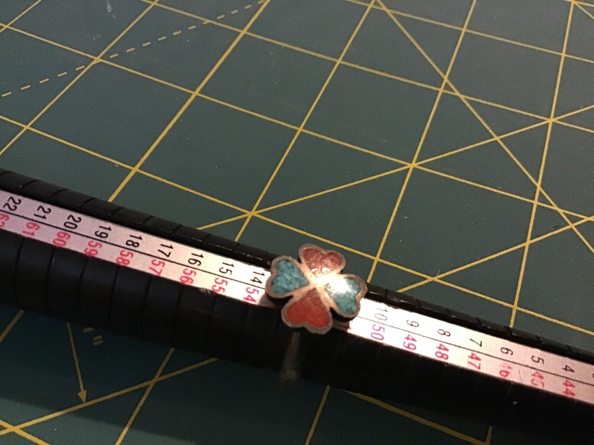 925 Sterling Silver - Vintage Clover Crushed Turquoise Inlay