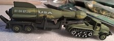 HO  - Army Military Ballistic Missile Rocket on Flatbed Trailer with Half Track