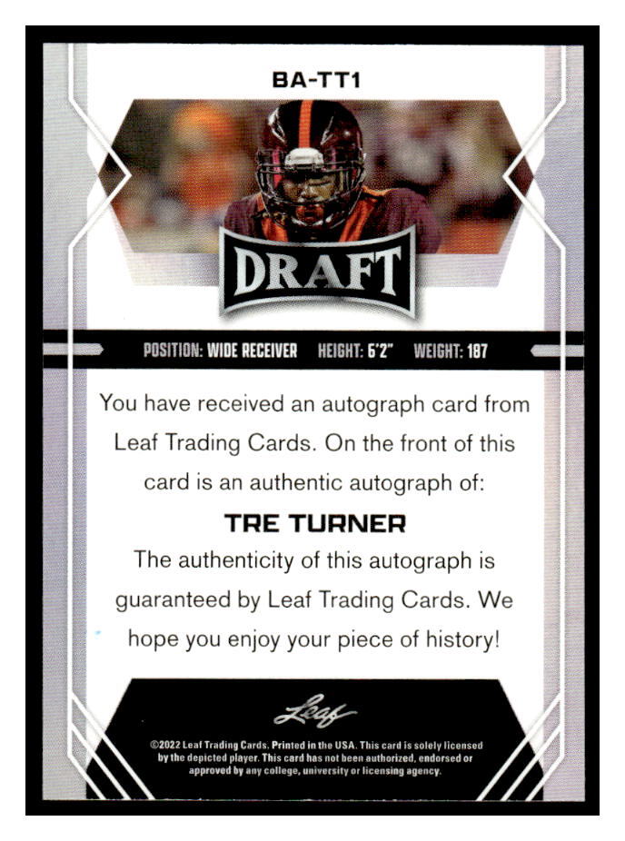 2022 Leaf Draft #BA-TT1 Tre Turner Autographs | eBay