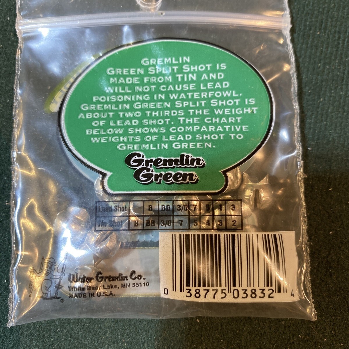 Water Gremlin Gremlin Green Lead Free Removable Split Shot ZPSS-4