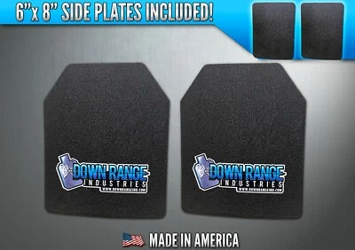 DOWN RANGE INDUSTRIES AR500 Level 3 III Body Armor Plates Pair - Curved 11x14 w/ 6x8 Side Plates