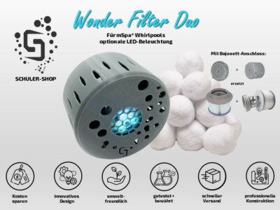 Wonder Filter Duo mSpa Whirlpool Filterbälle LED-Beleuchtung Dauerfilter
