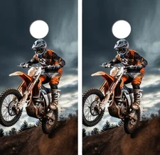 Dirt Bike Riding Cornhole Board Wrap LAMINATED Decals Vinyl Sticker #4928
