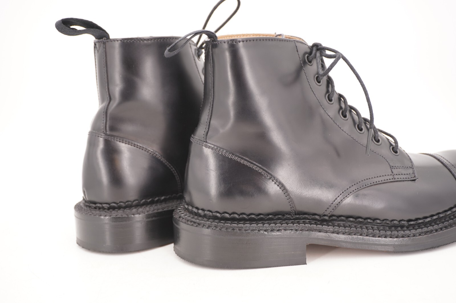 WORN 3x | $850 GRENSON TRIPLE WELT BLACK DERBY CAP TOE BOOT US 7 UK 4.5 D BOX image 6