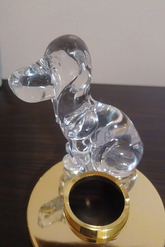 Adorable Daum France Crystal Bassett Hound Figurine Paperweight (w/o Stand Base)