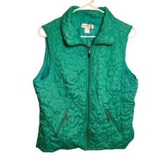 Christopher  Banks Womens Sz Large Sleeveless Full Zip Vest Ombre Green Paisley