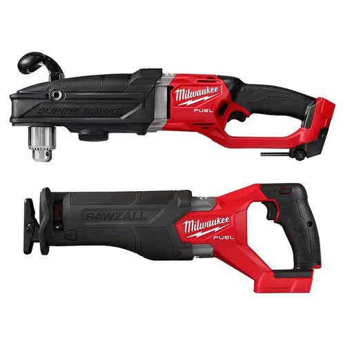 Milwaukee M18 Fuel 18V Lithium-Ion Brushless Cordless Gen 2 Super Hawg 1/2 in. Right Angle Drill w/M18 Fuel Reciprocating Saw
