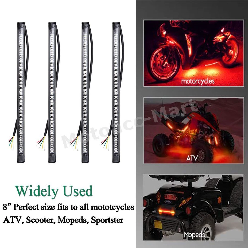 2件柔性摩托车48LED尾灯条转向信号制动行车灯 — 第 2/4 张图片