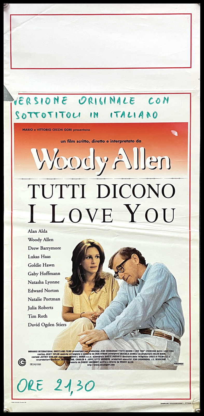 Locandina originale film Tutti dicono I Love You (1996) - Regia di Woody Allen