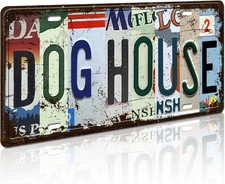 Vintage Dog House Metal Signs Novelty License Plate Hanging Plaque Garden Shed G