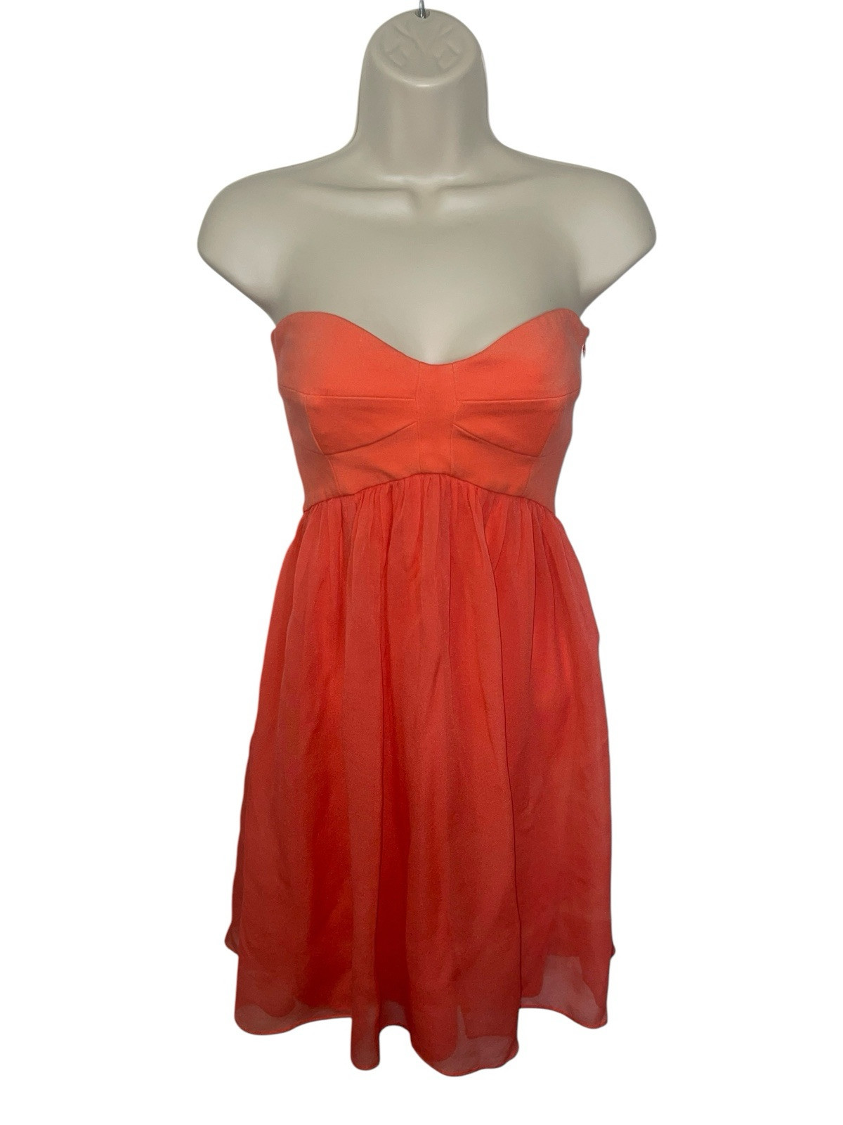 DVF DIANE VON FURSTENBURG Asti Short Strapless Silk Dress Firework Coral Size 4
