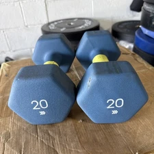 2 X 20lb Pound Dumbbell Pair Neoprene Weights Set 40 lbs Total Yoga Running