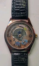 VINTAGE DALLAS COWBOYS NFL MOVING SUPERBOWL HANDS & DATES MENS WATCH RARE