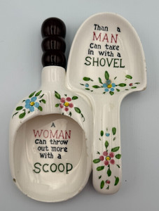 VTG Lego Ceramic Spoon Rest "A Woman Can Throw Out More w/a Scoop....saying