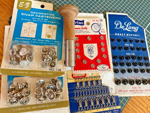 Vintage Deco EZ Snap Fasteners, Prims Eyelets, Clinton Hook&Eyes, DeLong Snaps
